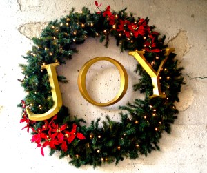 An outdoor wreath with the best message -- JOY