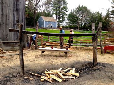 A farm fire pit on the 1838 circa Old Sturbridge Village