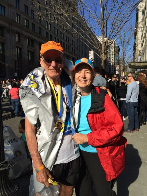 I find Kit after his 4:45 Boston Marathon