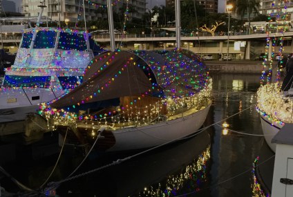 Christmas lights in marina