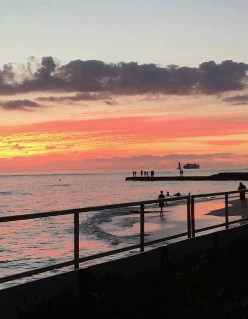 sunset over Waikiki