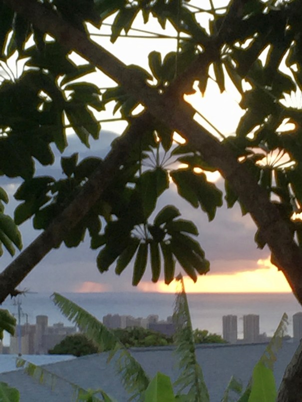 view of rain over the ocean
